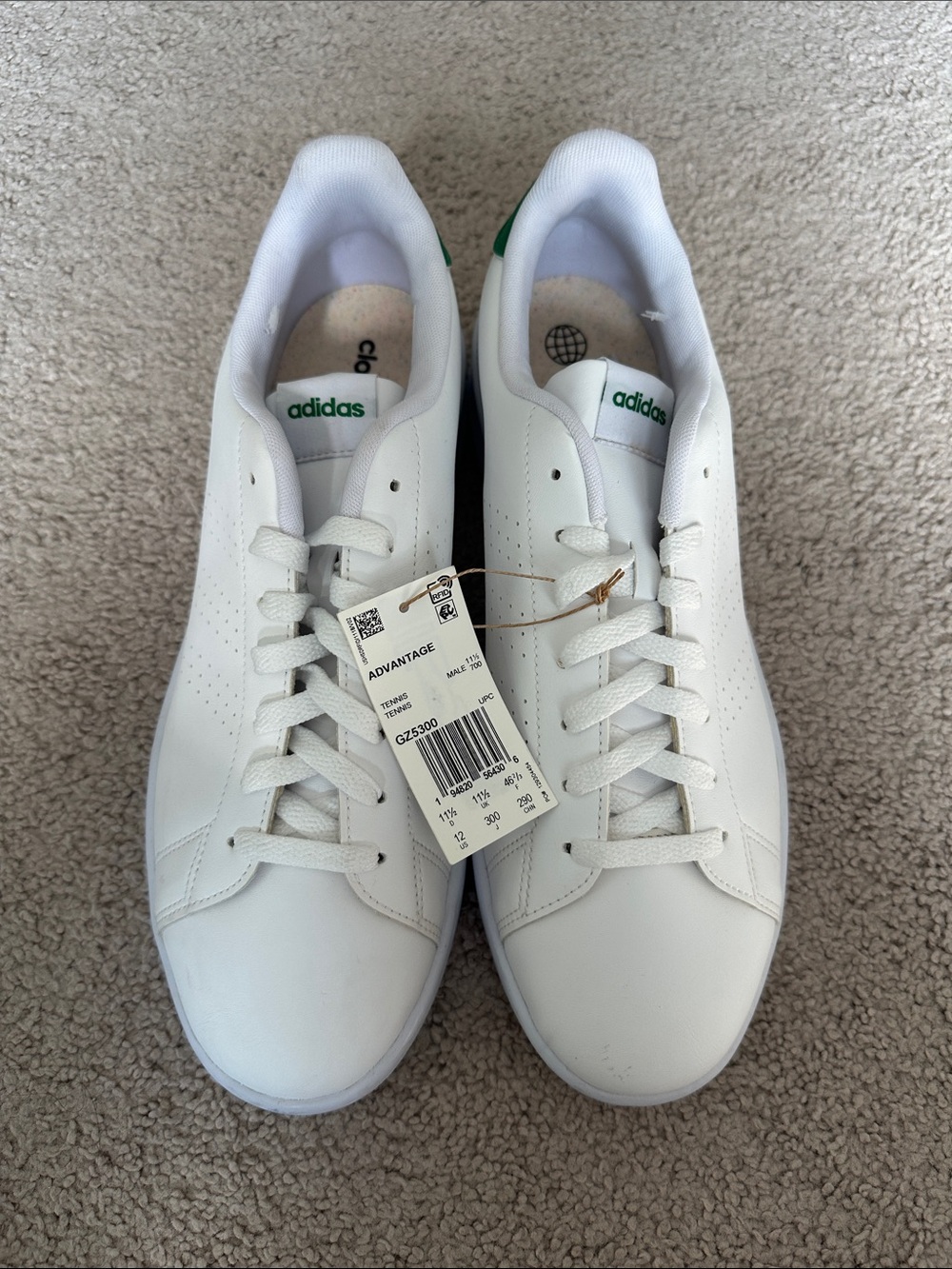 adidas White Low-Top Leather Sneaker with Subtle Accents- Size 12